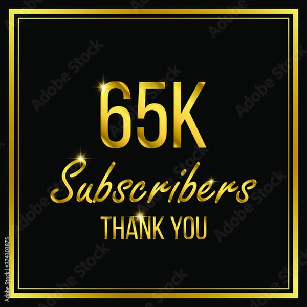 Fototapeta Sixty five thousand or 65000 followers or subscribers achievement symbol design, vector illustration.