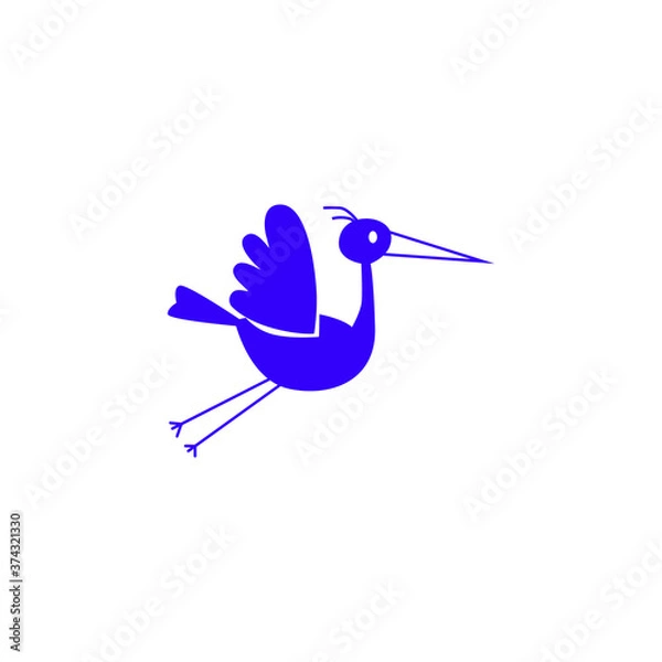 Fototapeta Heron cartoon kid logo icon vector isolate on white background