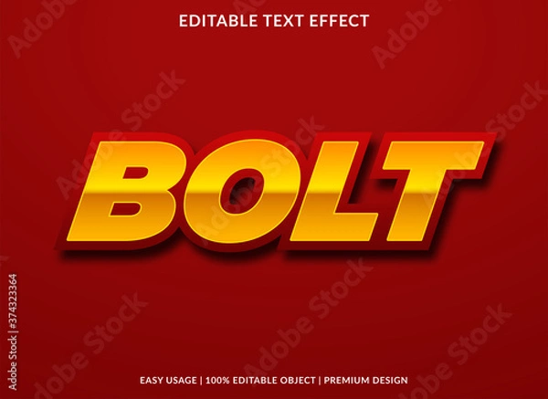 Fototapeta bolt text effect template with sans style and bold concept use for business logo or product brand