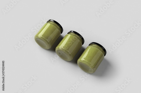 Obraz Pumpkin, hemp seed butter jar mockup.