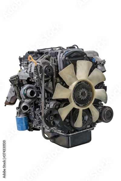 Obraz Old engine after repair on white background. Isolated.