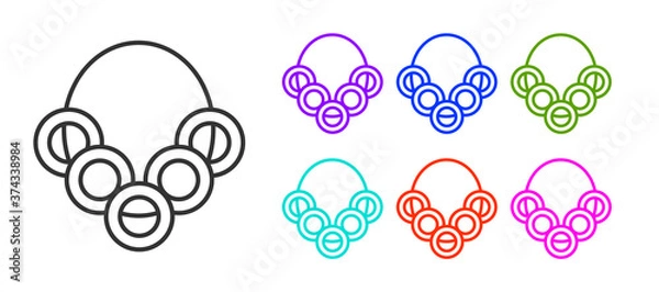 Fototapeta Black line Russian bagels on a rope icon isolated on white background. Set icons colorful. Vector.