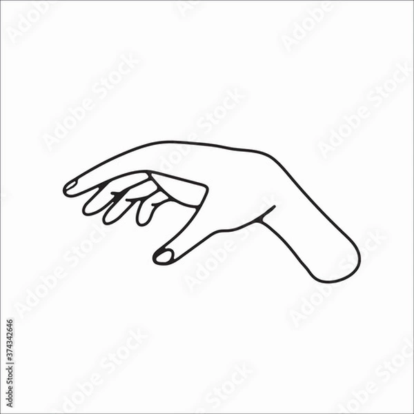 Fototapeta hand drawn hand icons in simple minimalistic line art style. logo elements illustrations for graphic design, logos and branding, social media icons. hand poses, pointing, holding, reaching, grasping.