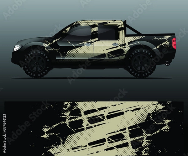 Obraz truck and vehicle Graphic vector. Racing background for vinyl wrap and decal