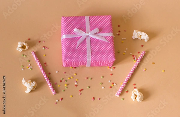 Obraz funny celebration background with a gift