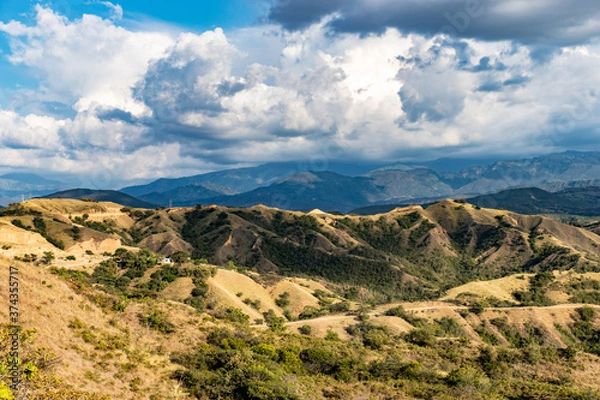 Fototapeta mountain landscape with blue sky and clouds