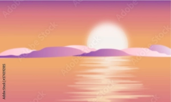 Fototapeta   Purple, pink and orange sunset over the sea