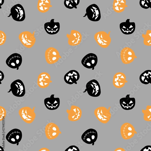 Fototapeta Seamless pattern vector digital paper for scrapbook pumpkin on Halloween pumpkin