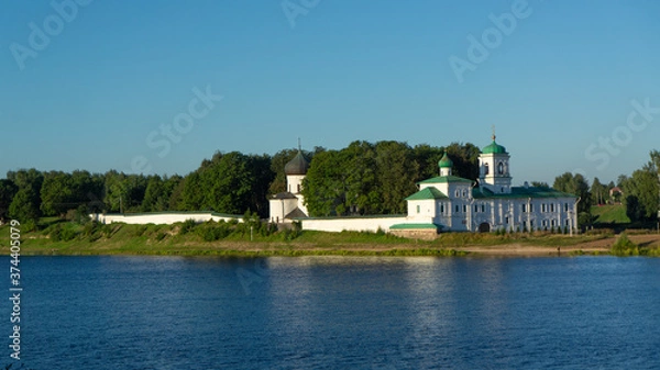 Fototapeta Mirozhsky monastery. View of the Mirozh monastery from the opposite bank. Pskov, Russia