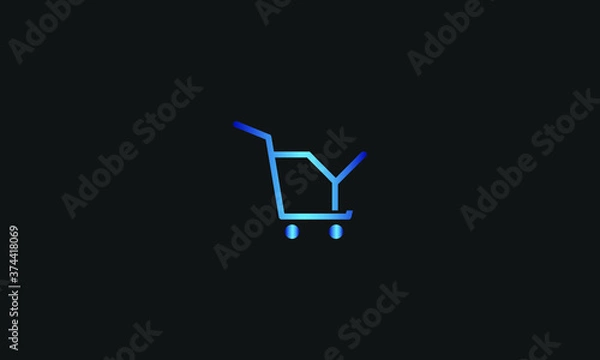Obraz Y Letter with Shopping Cart Logo Template vector icon illustration design. Letter Y Online Shop Logo