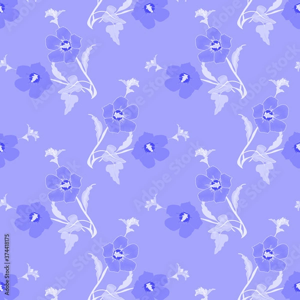 Fototapeta Hibiscus  seamless pattern.Image on white  and colored  background.