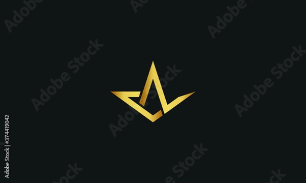 Obraz C, N, NC, CN Letter with Star Logo Template vector icon illustration design. Modern Crown logo in elegant style with Black Background.