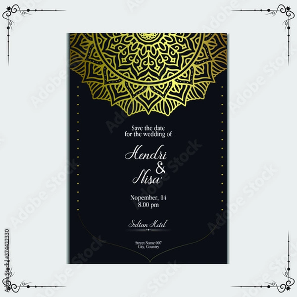 Fototapeta Mandala template with elegant, classic elements. Great for invitation, flyer, menu, brochure, background Premium Vector