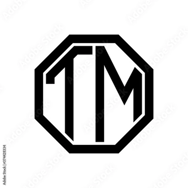 Fototapeta TM initial monogram logo, octagon shape, black color