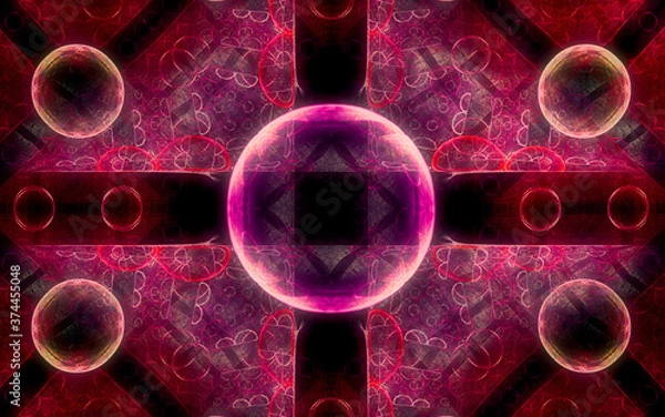 Fototapeta digital image generated on a computer consisting of beautiful abstract geometric shapes, lines of different colors for a background image or web design