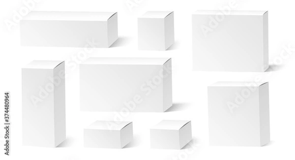 Fototapeta Vector realistic white blank boxes mockup set