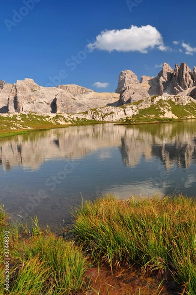 Fototapeta Mountain lake in Dolomites Mountains