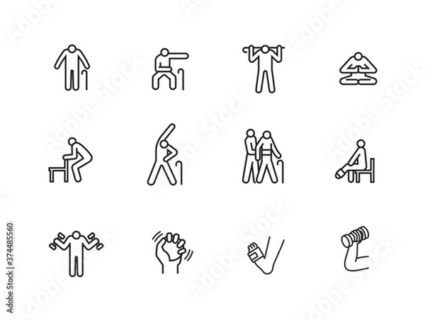 Obraz elderly, old people exercise icon set