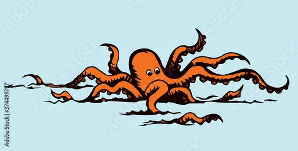 Obraz Octopus in the sea. Vector drawing