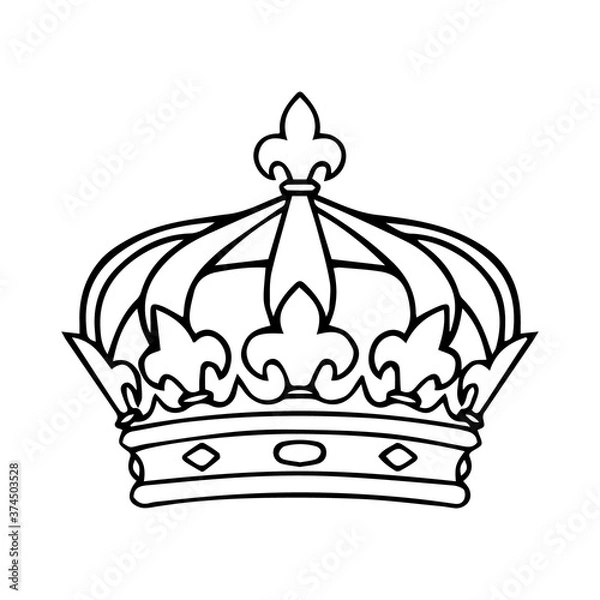Fototapeta Hand drawn crown vector on white background