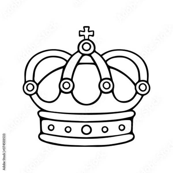 Fototapeta Hand drawn crown vector on white background