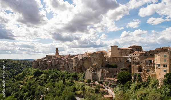 Obraz Spectacular view from Pitigliano, a small  medieval town in Tuscany, Italy, in a beautiful cloudy day