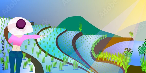 Obraz The beautiful Rice Terraces. The Tourism industry has developed a number of activities for visitors which may include traditional sightseeing of the terraces and visits the local people around.