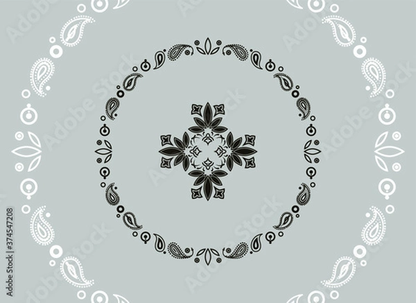 Fototapeta Paisley circle decoration. Elegant pattern frame