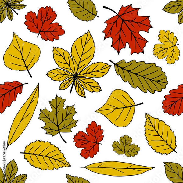 Obraz Autumn leaves seamless pattern vector