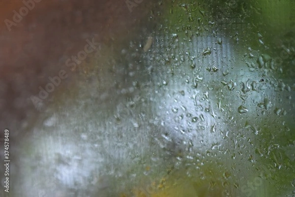Fototapeta Raindrops On Clear Window Abstract Background