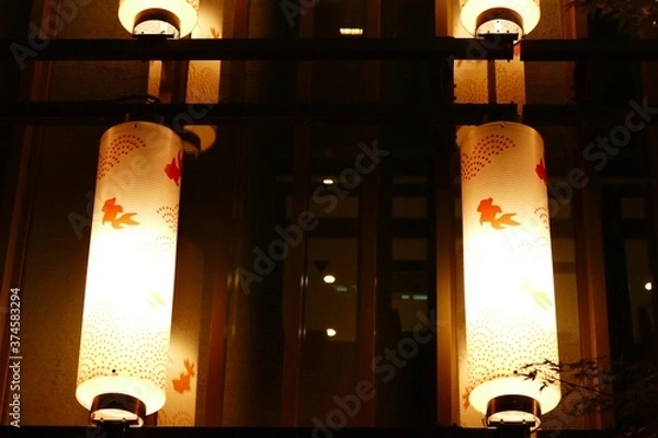 Obraz 日本の美しい夜と金魚のランプ