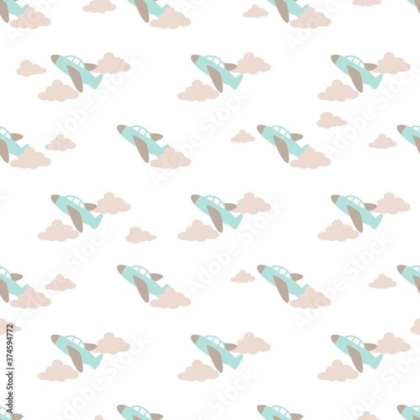 Obraz Flying Plane Vector Cartoon Pattern