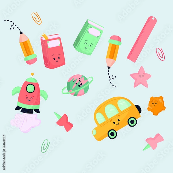 Obraz back to school elements hand drawn