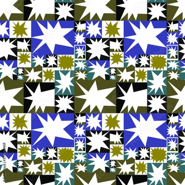 Fototapeta cheerful cartoon pattern with stars. seamless vector pattern with bright pattern, created for fabrics, kids wallpaper, design