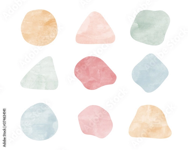 Fototapeta 水彩風のフレームのセット／かわいい／おしゃれ／質感／枠／背景