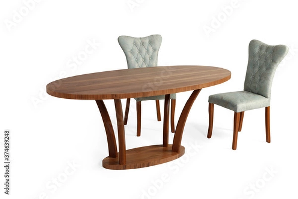 Fototapeta modern dining table on white background