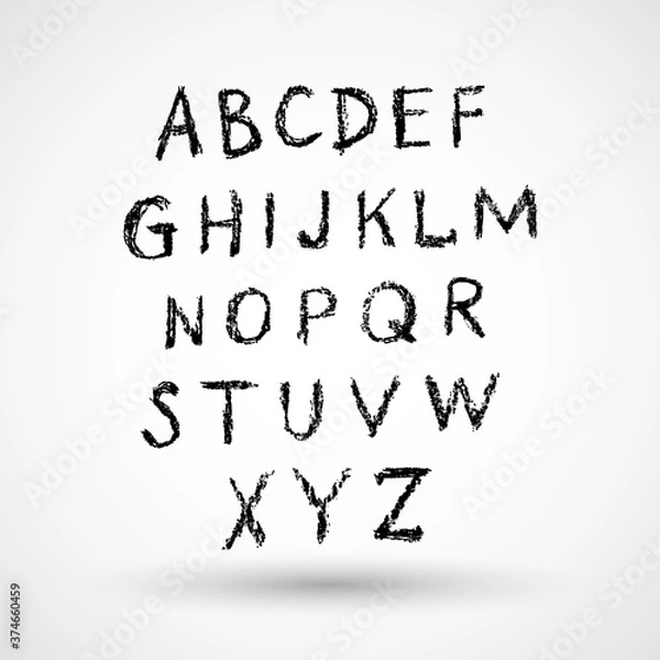 Obraz Font pencil crayon. Handwritten Vector illustration.