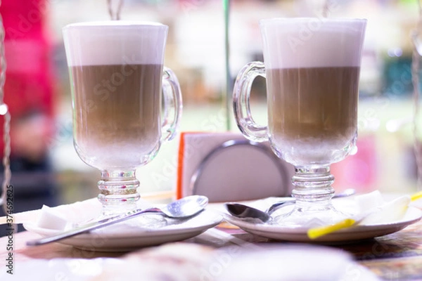 Obraz Two large cups with coffee latte