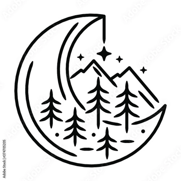 Obraz moon shape badge design