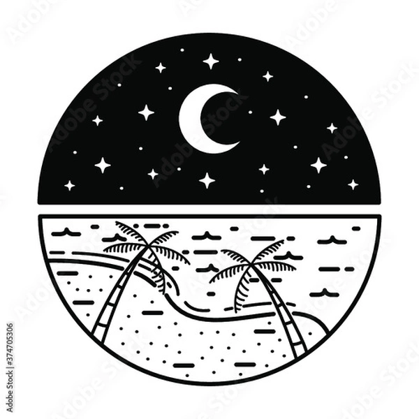 Obraz beach schene badge design