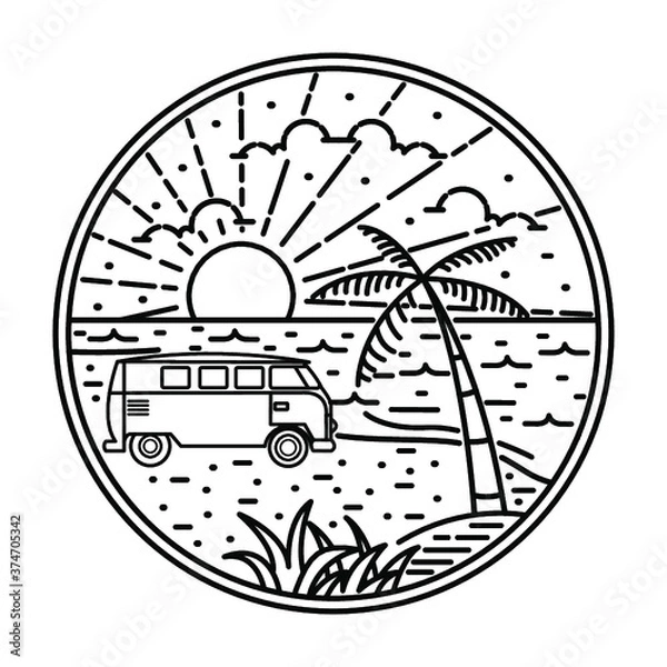 Obraz beach schene badge design