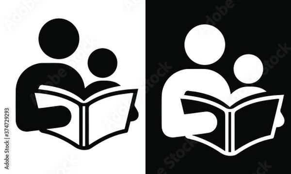 Fototapeta  reading and children icon on black and white vector design 