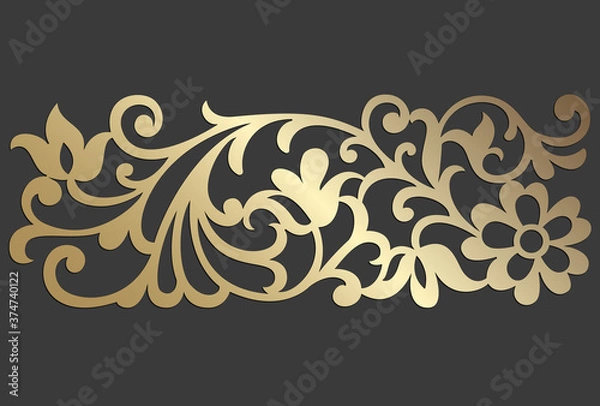 Fototapeta Laser cut panel design. ornate vintage vector border template for laser cutting, stained glass, glass etching, sandblasting, wood carving, engraving, cardmaking, wedding invitations. 