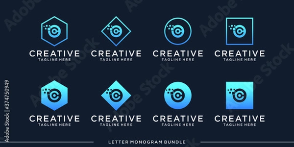 Fototapeta set monogram c logo design template vector