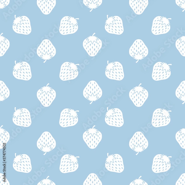 Fototapeta Strawberries on red seamless repeat pattern background