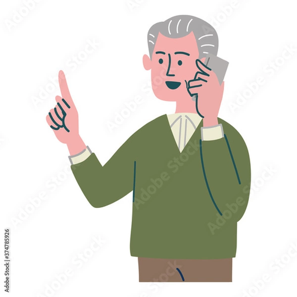 Fototapeta 男性　シニア 　携帯電話　提案　立っている
