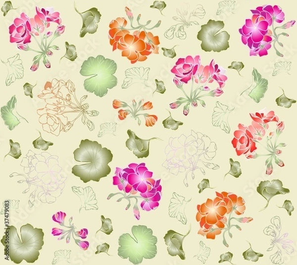 Fototapeta Seamless background. Illustration geranium.
