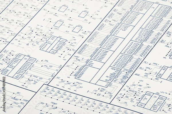 Fototapeta Detailed drawing of electrical circuits