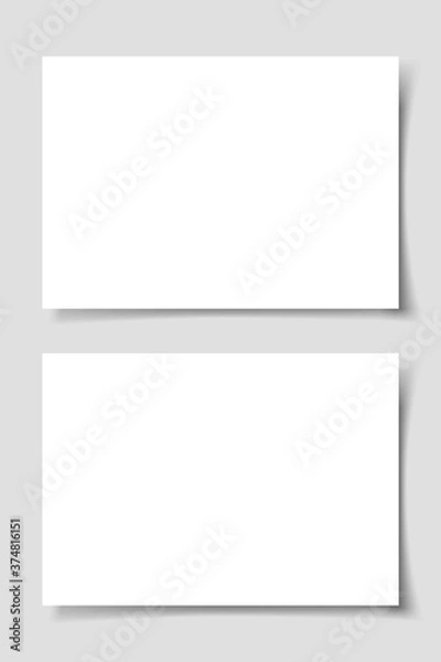 Fototapeta Makieta dwóch ulotek poziomych formatu A4 z cieniem na szarym tle. Szablon do prezentacji banerów, plakatów, pocztówek i zaproszeń. Ilustracji wektorowych.