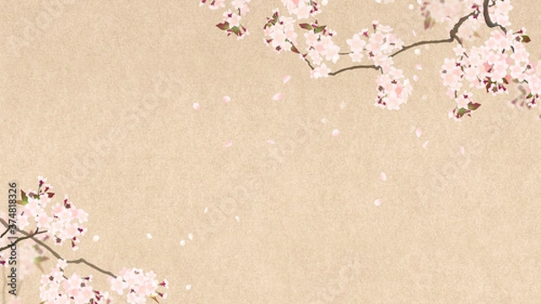 Obraz Kwiaty wiśni rysowane na papierze japońskim